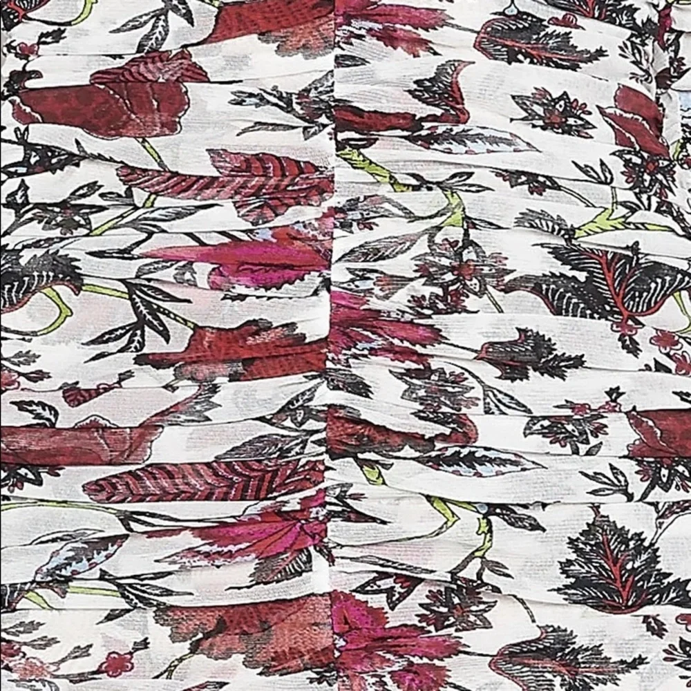 DVF floral gathered fitted king sleeve dress Size 10 - Picture 4 of 8